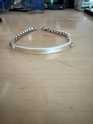 7.5'' Tiffany & Co Venetian Link I.D. Box Bracelet in .925 Sterling Silver