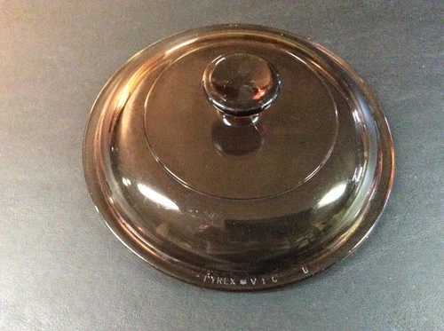 Pyrex Clear Glass with Brown Tint V-1-C (B) (14) Cover/Lid (Excellent)