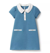 Janie and Jack Quilted Collared Dress - Faded Indigo