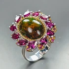 Top quality 7ct+ AAA Natural Black Opal Ring 925 Sterling Silver Size 8 /R469381