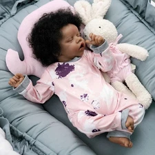 Reborn Baby Dolls Lifelike Black Skin Girl African American Vinyl Silicone Doll