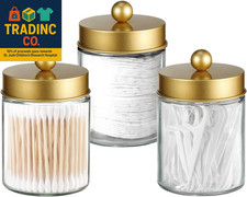 Apothecary Jar Canisters Bathroom Vanity Organizer - Qtip Holder Storage Organiz