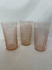 3 Federal Glass Sharon Cabbage Rose Pink Depression Glass Thin Tumblers