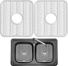 2 Sink Protectors for Kitchen Sink, Plastic 12" x 11" Dish Rack, Protect Sink fr
