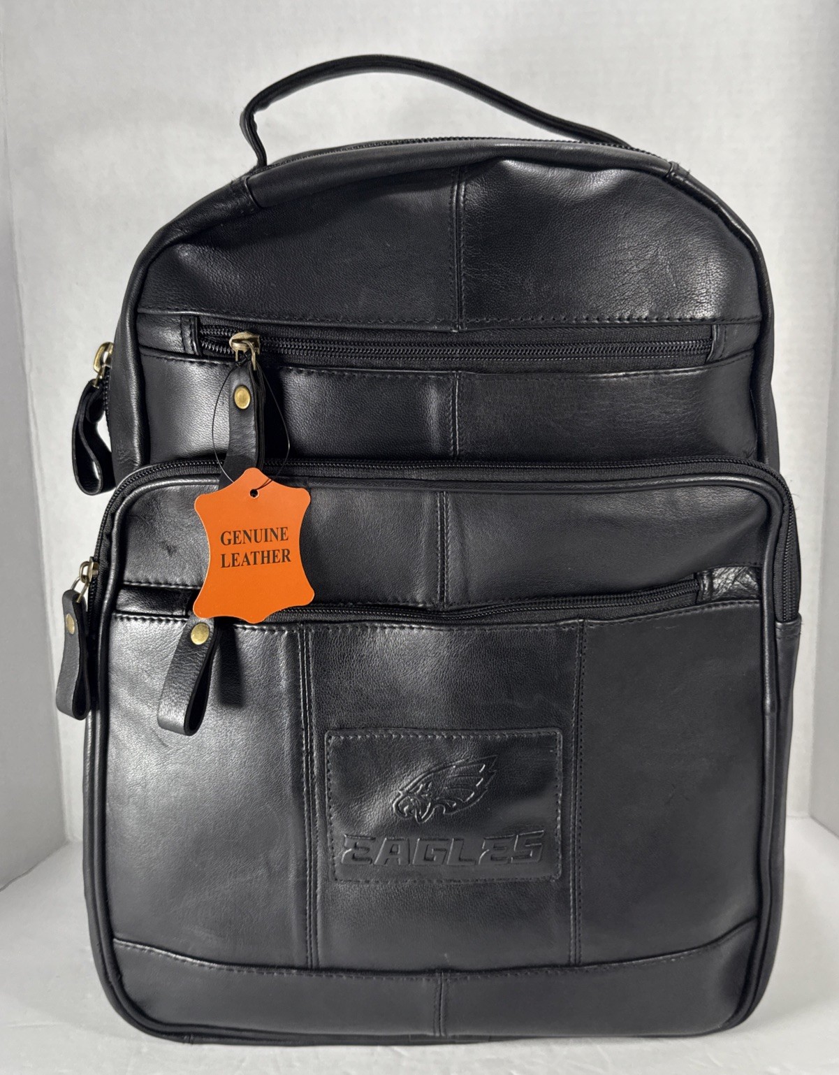 Philadelphia Eagles Genuine Black Leather 15" Laptop Backpack-NFL Authorized NWT