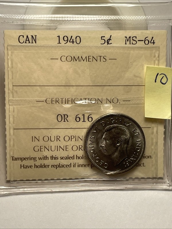 Canada Canadian 5c 1940 ICCS MS64