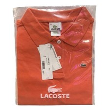 Lacoste Womens Pique Polo Shirt Orange Stretch Size 34 / 2 XS NWT NOS