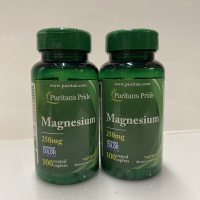 2X Magnesium 250mg 100 Coated Caplets Each Vegetarian