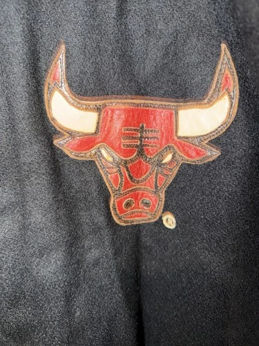 New RARE JH Design Jeff Hamilton 1993 Chicago Bulls Leather Wool Satin Jacket !! image 4