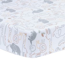 Lambs Ivy Jungle Story 100 Cotton Safari Baby Fitted Crib Sheet - White