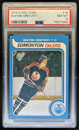 1979-80 O-Pee-Chee Wayne Gretzky Rookie RC #18 Oilers PSA 8