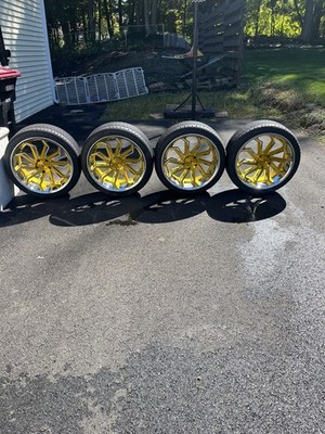 20x9''Azad Wheels AZ1101 Gold Brush/Chrome SS Lip Rims (B01)