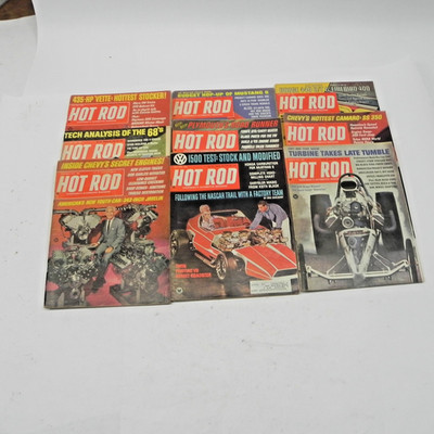 1967 HOT ROD MAGAZINE LOT OF 9 ISSUES IMPORT DOMESTIC EXOTIC CARS PERFORMANCE