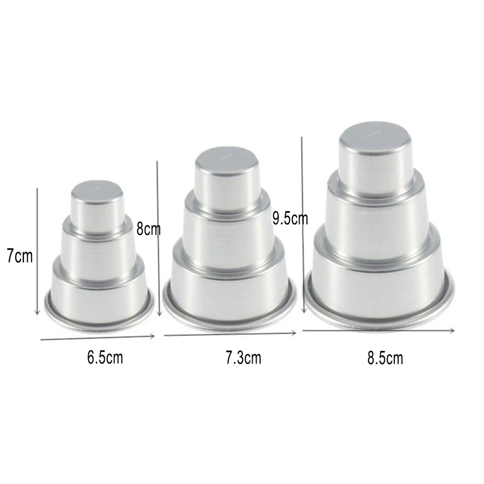 Backformen Kuchenform Mini Pfanne S/M/L Silber 3 Schichten 3 Verschiedene Größen - Bild 3 von 4