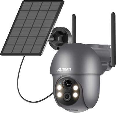 ANRAN 2K Überwachungskamera Aussen WiFi,360°PTZ Schwenkbar Solar Kamera