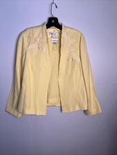 Coldwater Creek Women's 8 Yellow Linen Blend 2 Piece Jacket W/Shell