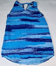 GAP XL Blue Sleeveless Coastal Nautical Abstract Dress V-Neck Lightweight Short