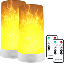LED Flame Effect Light, Flame Lamp with Remote Timer, USB Rechargeable 4 Modes