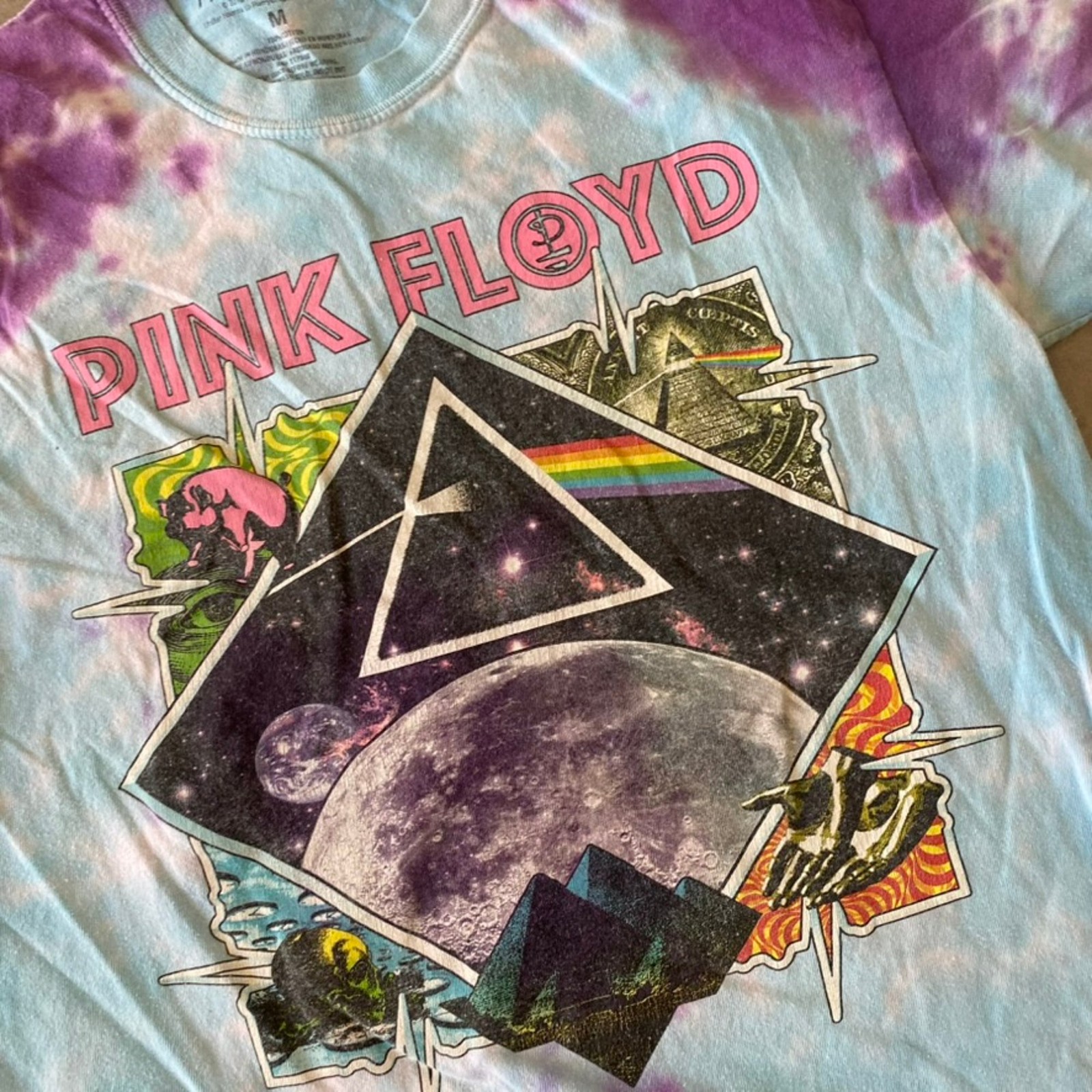 Pink Floyd Tie-Dye T-Shirt Mens Medium 90s Band Graphic Tee, Purple Blue image 4