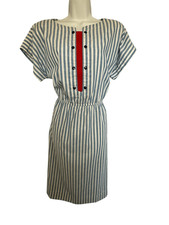 VINTAGE Leslie Fay Neiman Marcus Women Blue Short Sleeve Dress Size M