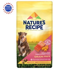Dog Food Grain Free Salmon Sweet Potato Pumpkin 4 lb Natures Recipe treats chews 5.00 per pound