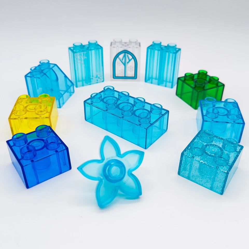LEGO DUPLO Glassteine transparent Wasser Frozen Eisblume Glitzer blau grün gelb - Bild 3 von 4
