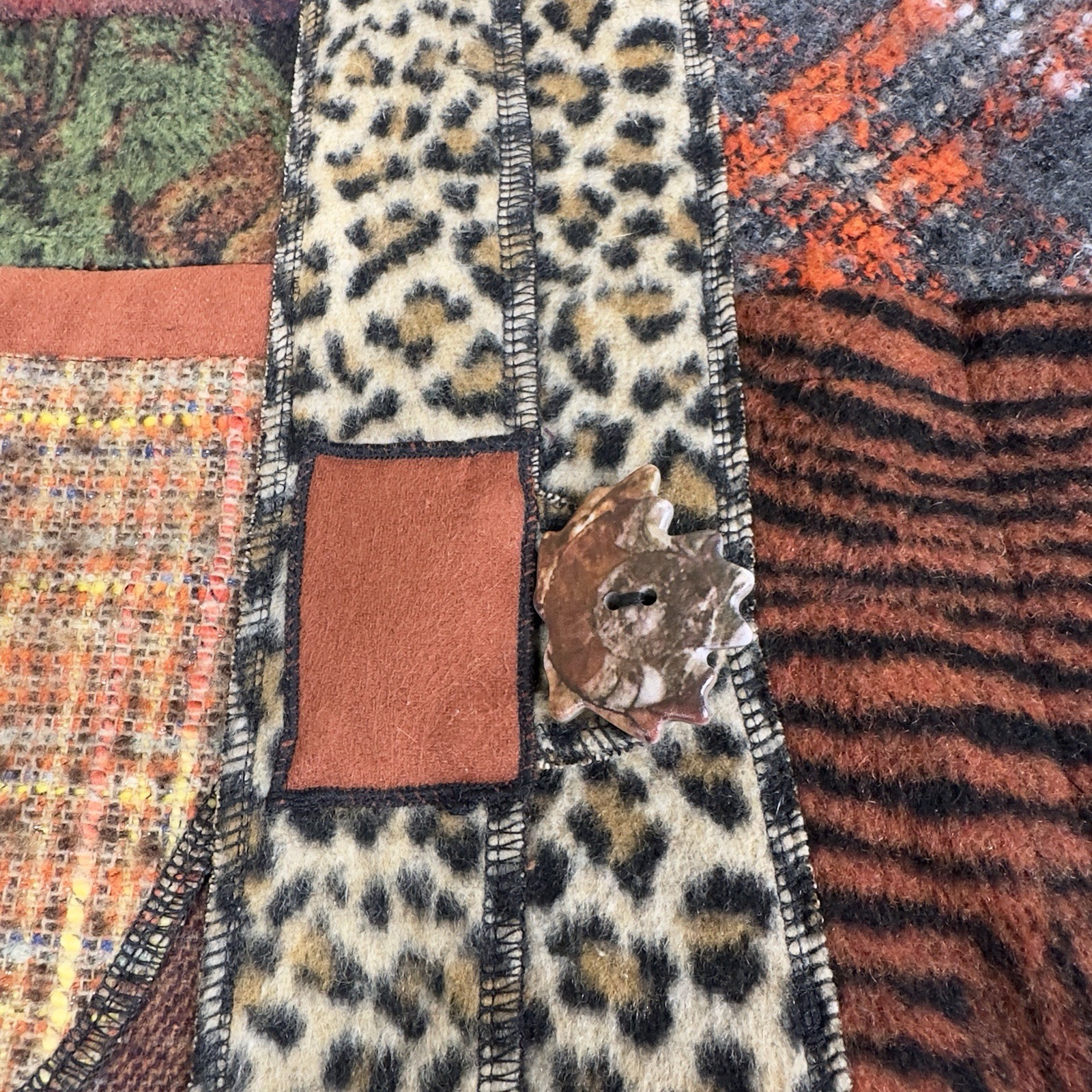 Ali Miles Patchwork Knit Jacket PS Boho Animal Pr… - image 7