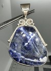Big NOS Sterling Silver Natural Faceted Sodilite Handcrafted Pendant — photo 8