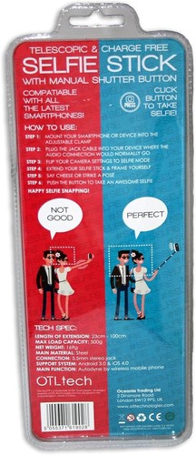 Selfie Stick - Telescopic & Charge Free - Compatible with all smartphones - Zdjęcie 4 z 5