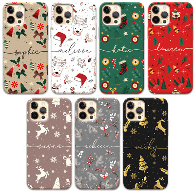 Personalisierte Handyhülle Weihnachten Name Silikon Cover für iPhone 11 12 13 14 15