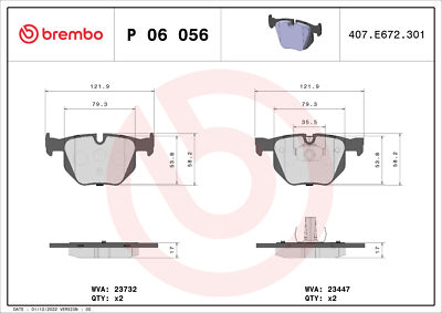 BREMBO P 06 056 Bremsbelagsatz, Scheibenbremse für BMW