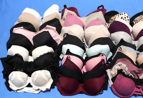 Victoria Secret and PINK Lined DAMAGED No Tag T-shirt Bra Lot of 35 #GG406