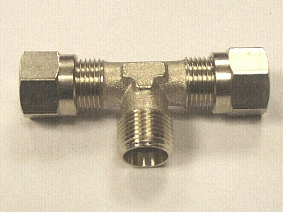 AIGNEP 1/4 Bsp male center Tee 10mm To 10mm Compression Fitting Air or Fluid