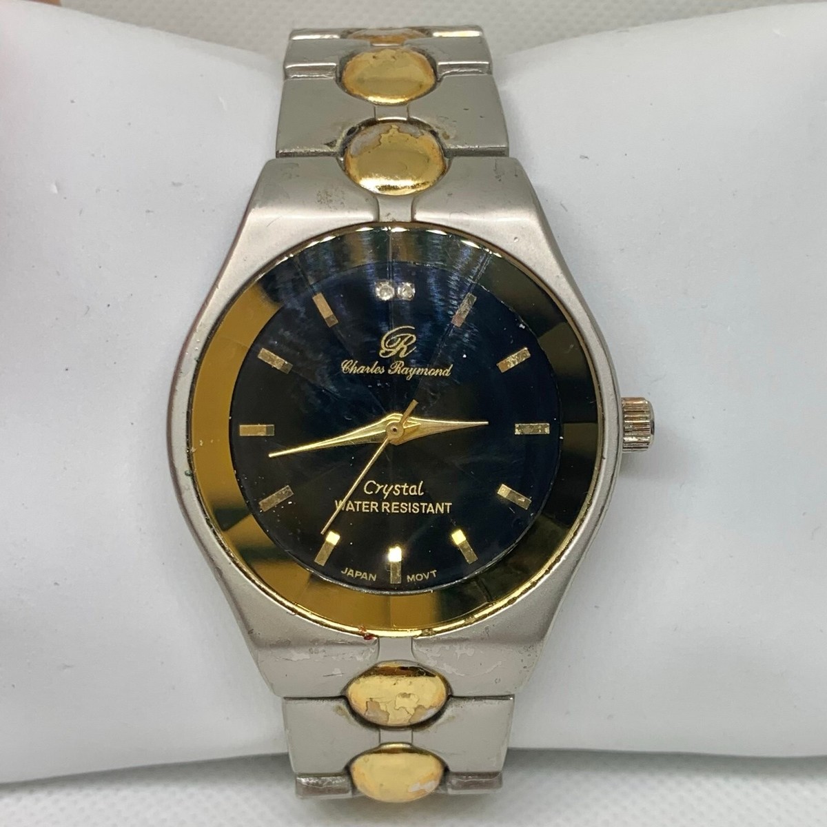 Charles Raymond crystal quartz Watch two Tone Classic black dial