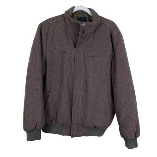 London Fog Medium Brown Wool Blend Bomber Jacket for Men