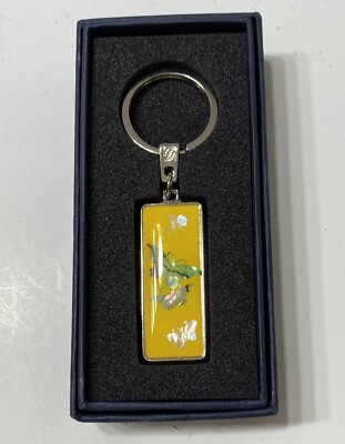 DESIGN CHOSUN MOTHER OF PEARL METAL KEY CHAIN W/BUTTERFLY PICTURE