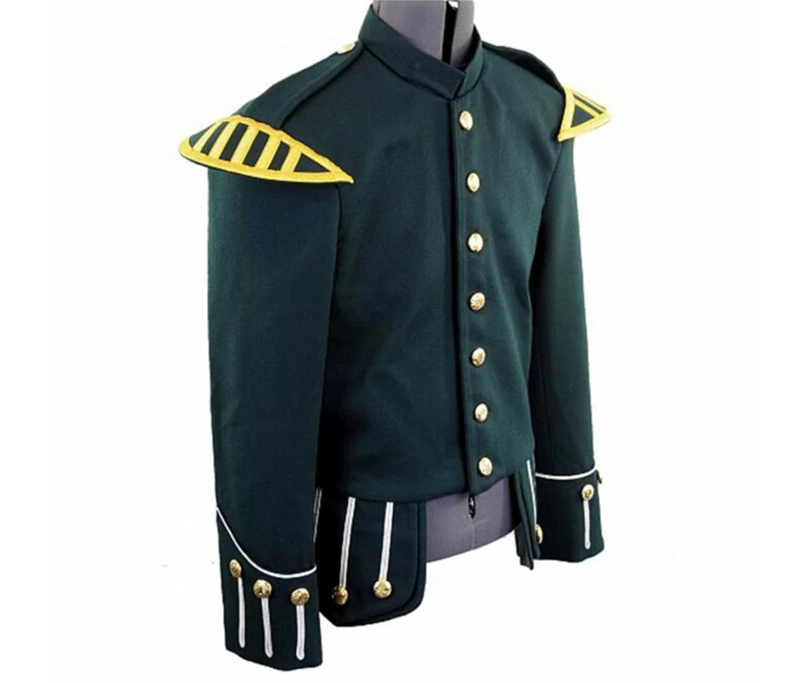 Chaqueta escocesa para hombre de lana verde doble falda escocesa uniforme militar chaqueta doble