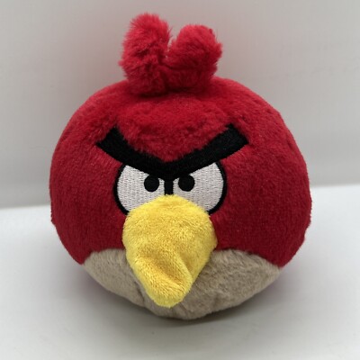 Angry Birds Classic Red Bird Plush 5  Stuffed Toy 2010 Commonwealth Toy M-B EUC