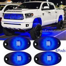 Blue LED Rock Light Kit Underglow Foot Wheel Well Light Fit Toyota Tundra Tacoma
