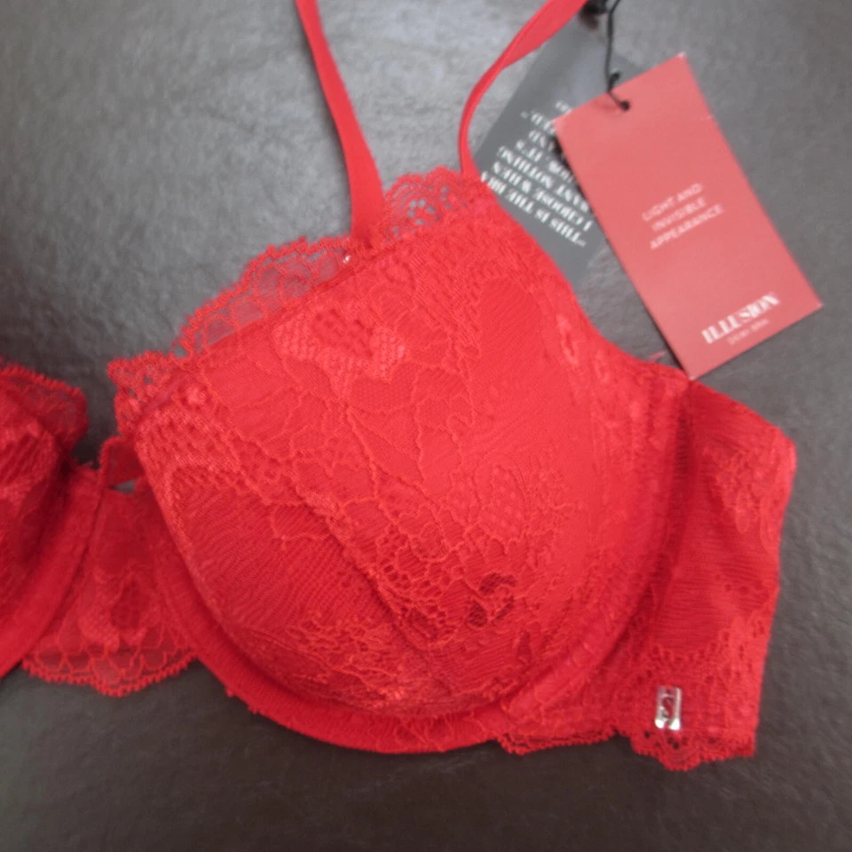 Scandale Bra Size 34B Red Lace Padded Underwire Adjustable Clasp Back New - Image 4 of 4