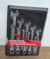 NEW Vintage 12pc SEARS CRAFTSMAN 12pt SAE Comb Wrench Set Chrome Molybdenum 4971