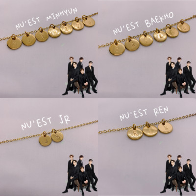 NUEST NU'EST Gold Necklace Bracelet 10mm Pendant | Minhyun Ren JR Baekho
