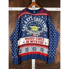 Disney Star Wars Baby Yoda Grogu Ugly Christmas Pullover Sweater Adults 2XL XXL