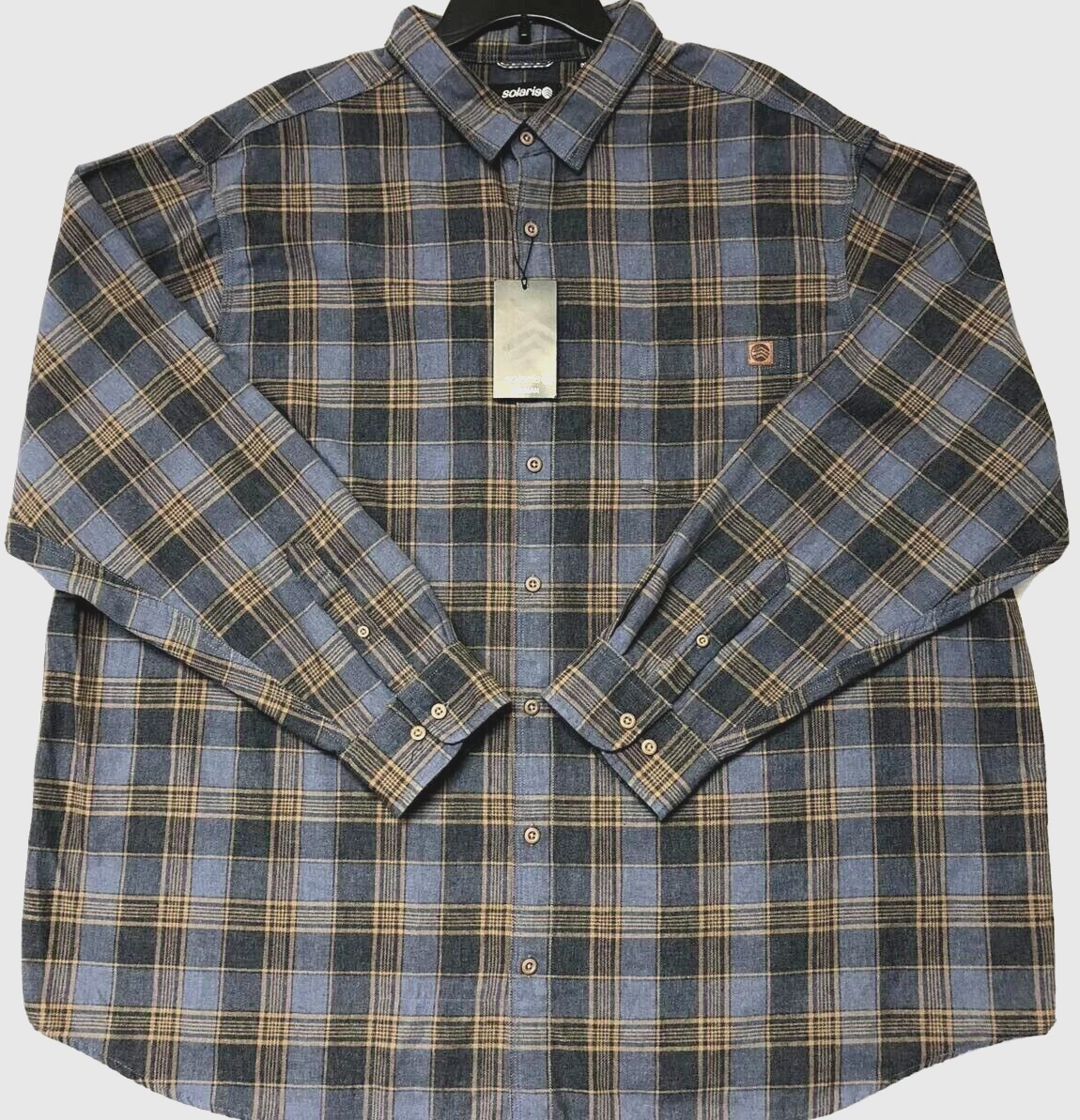 Solaris Outdoors Men's SZ 3XL-Big Blue Plaid LS Pocket Button up Shirt