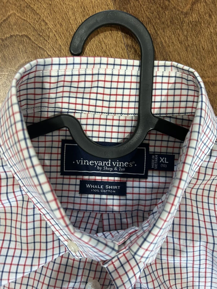 niños viñedo vides botón abajo talla XL/18 rojo/azul/blanco cuadros Foto 2 de 3