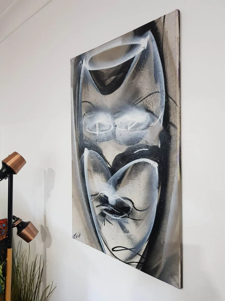 TOM WATTS Batman "FANTASMA" Arte Pop CABALLERO OSCURO Pintura Abstracta Lienzo 90x60cm Foto 2 de 4