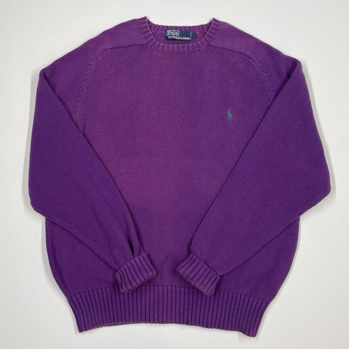 Purple Cotton Knit Crew Neck Sweater | eBay