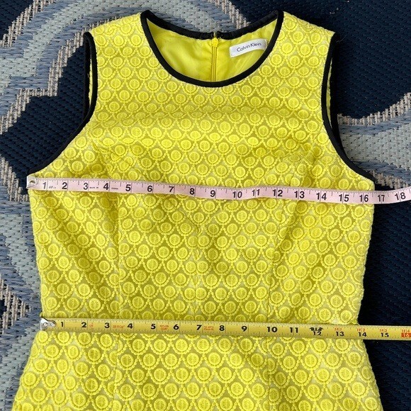 Calvin Klein Yellow Embroidered Lace Dress Size 4 Sleeveless | eBay