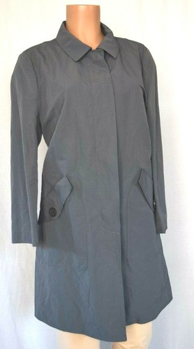 PESERICO DARK GRAY FLAP POCKETS 3/4 SLEEVES HIDDEN BUTTON DOWN TRENCH COAT 48 - Picture 4 of 12