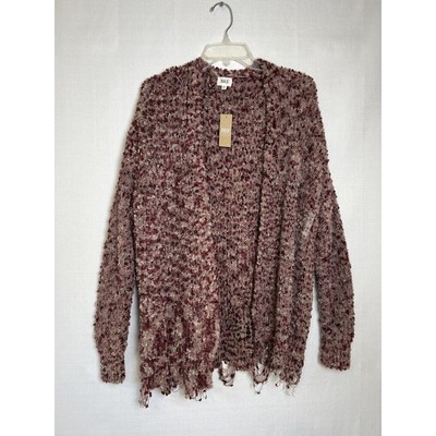  BKE Cardigan Sweater Size Medium Popcorn Texture Frayed Ends NWT